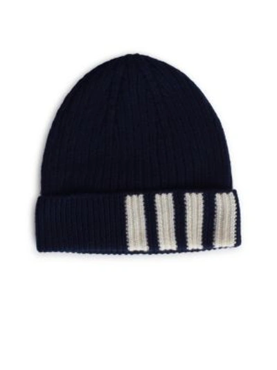 Shop Thom Browne Men's Ribbed Cashmere Beanie In Navy