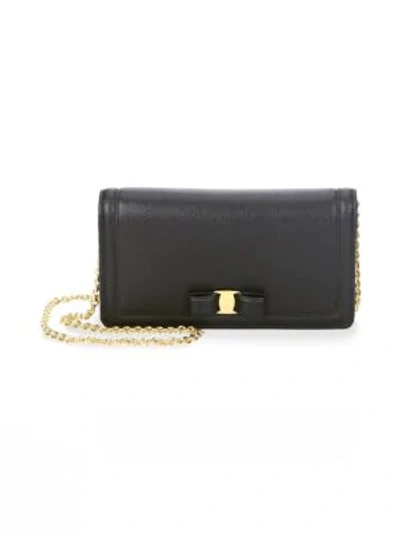 Shop Ferragamo Miss Vara Leather Wallet In Navy