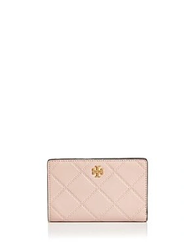 Shop Tory Burch Georgia Slim Medium Leather Wallet In Shell Pink/gold