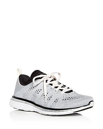Shop Apl Athletic Propulsion Labs Athletic Propulsion Labs Women's Techloom Pro Knit Lace Up Sneakers In Silver/black