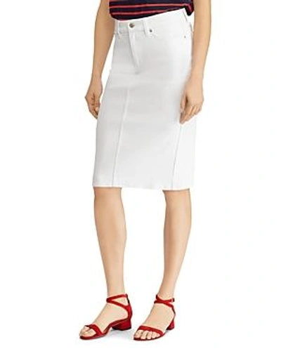 Shop Ralph Lauren Lauren  Stretch-denim Pencil Skirt In White
