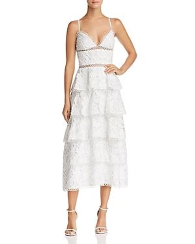 Shop Sau Lee Camelia Tiered Floral-lace Dress In White
