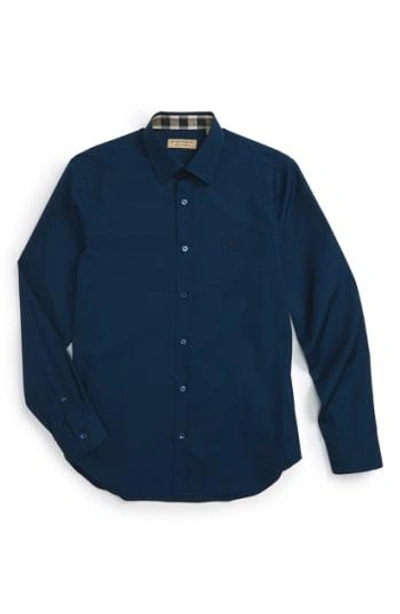 Shop Burberry Cambridge Aboyd Sport Shirt In Deep Teal Blue