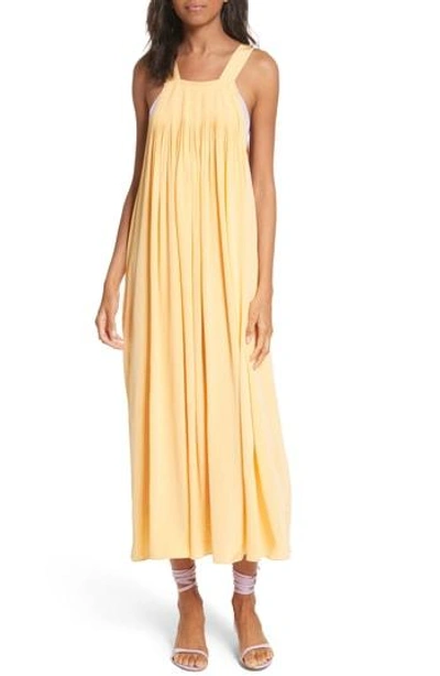 Shop Tibi Silk Overall Dress In Apricot