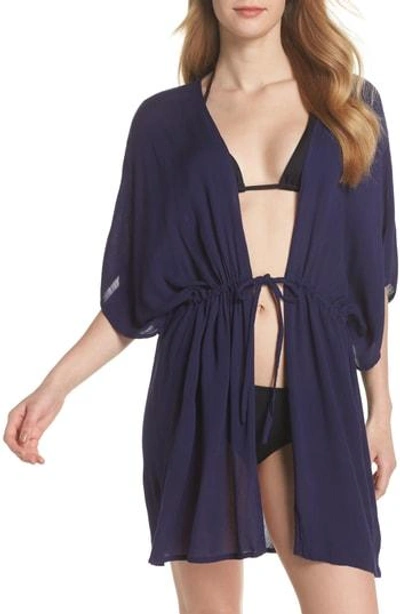 Shop Echo Open Front Cover-up Caftan In Navy