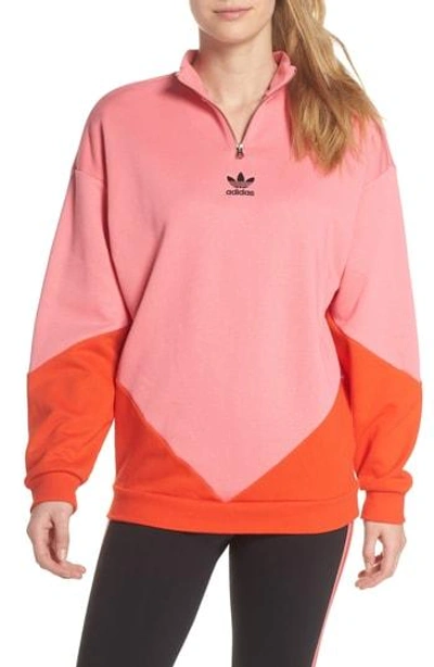 Shop Adidas Originals Clrdo Sweatshirt In Chalk Pink/ Bold Orange