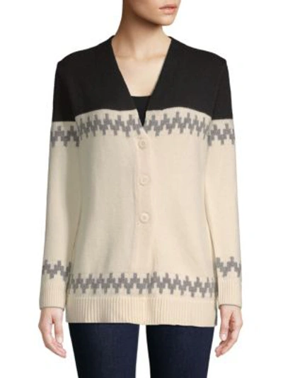 Shop Escada Colorblock Wool Cardigan In Black