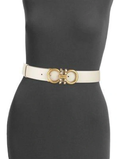 Shop Ferragamo New Gancini Faux Pearl Leather Belt In Peony