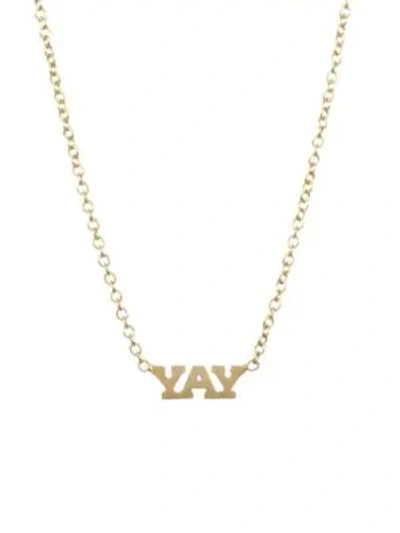 Shop Zoë Chicco Itty Bitty 14k Gold Yay Necklace In Yellow Gold