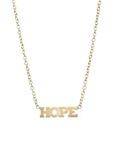 Shop Zoë Chicco Itty Bitty 14k Gold Hope Necklace In Yellow Gold