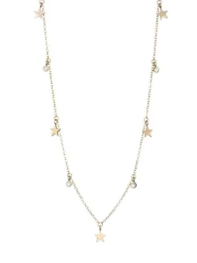 Shop Zoë Chicco 14k Yellow Gold & Diamond Stars Necklace