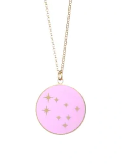 Shop Bare Constellation 18k Yellow Gold Gemini Pendant Necklace In Pink