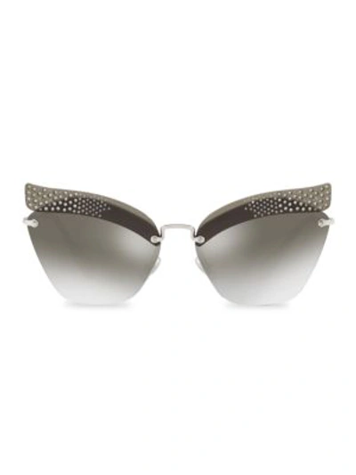 Shop Miu Miu 63mm Mirrored Sunglasses In Grey Mirror Silver