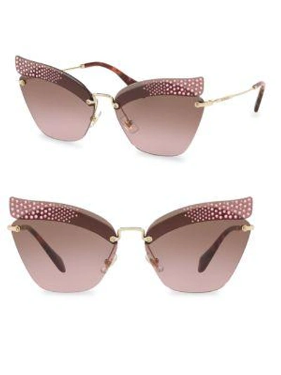 Shop Miu Miu 63mm Mirrored Sunglasses In Violet Pink