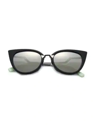 Shop Fendi Zig-zag Arm 52mm Cat Eye Sunglasses In Black