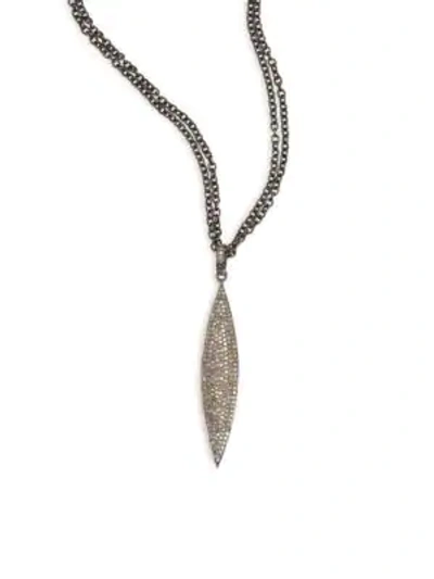 Shop Nina Gilin Diamond Marquis Pendant Necklace In Silver