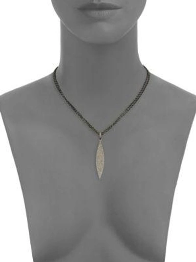 Shop Nina Gilin Diamond Marquis Pendant Necklace In Silver