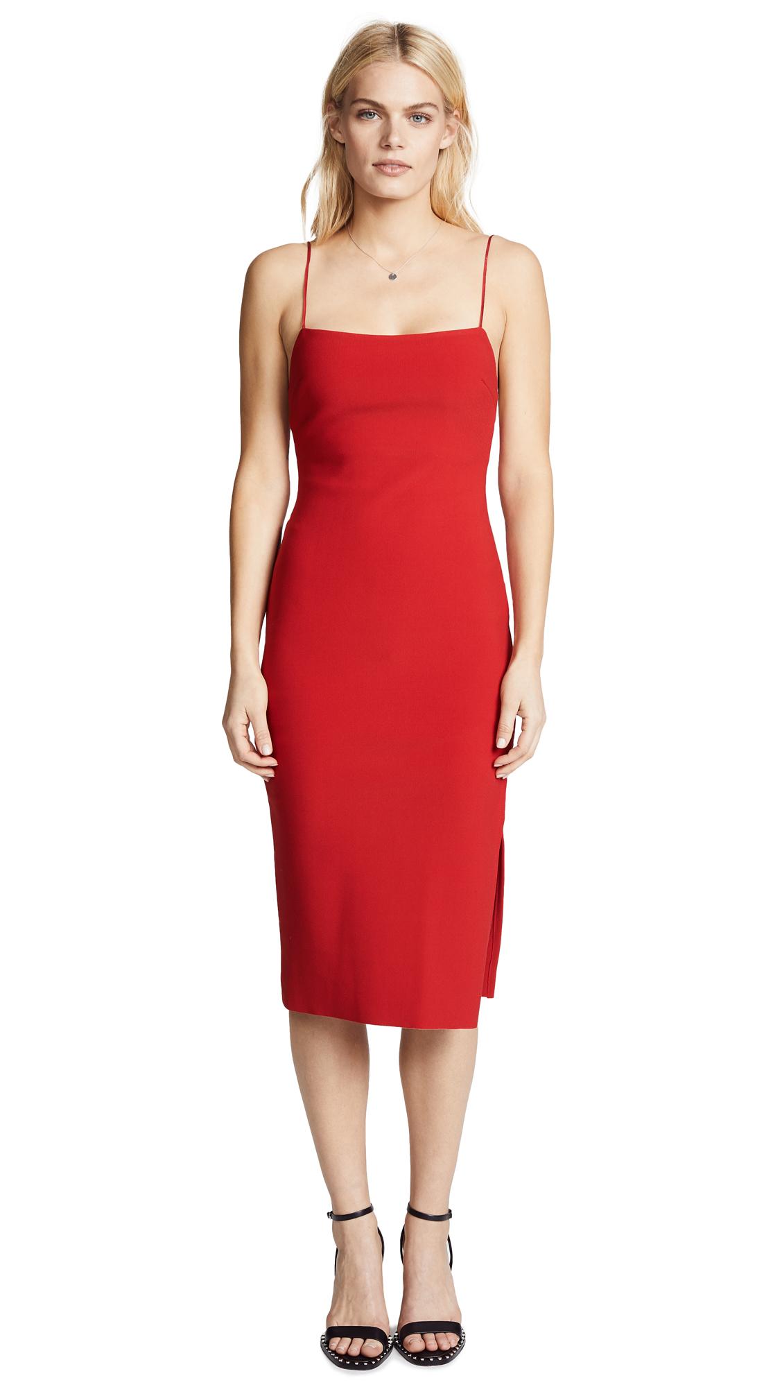 bec and bridge red silk dress