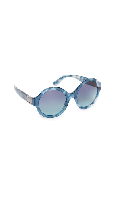 Shop Dolce & Gabbana Round Sunglasses In Pearl Blue/azure