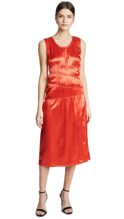 Shop Helmut Lang Ruched Tank Dress In Volcano