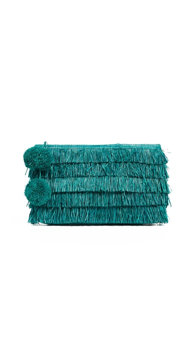 Shop Mar Y Sol Sasha Fringe Clutch In Aqua