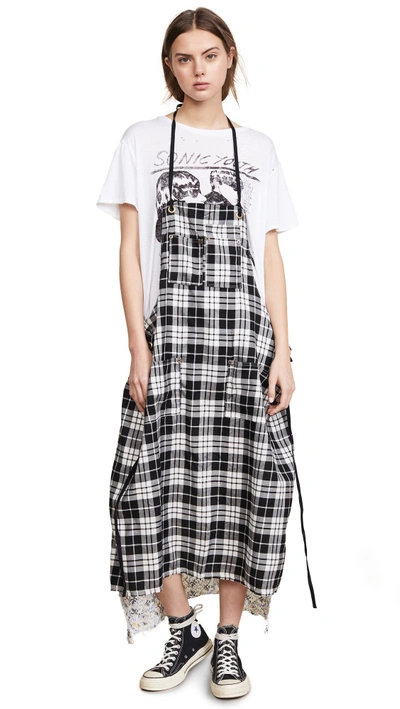 Shop R13 Apron T-shirt Dress In Black Plaid/floral Combo