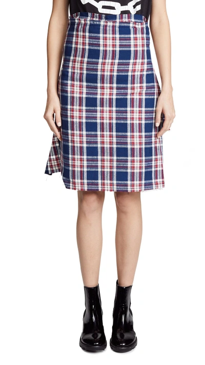 Shop R13 Apron Kilt In Navy/red Combo