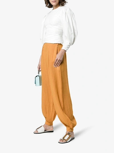 Shop Three Graces Hilda Harem Silk Pants In Yellow&orange