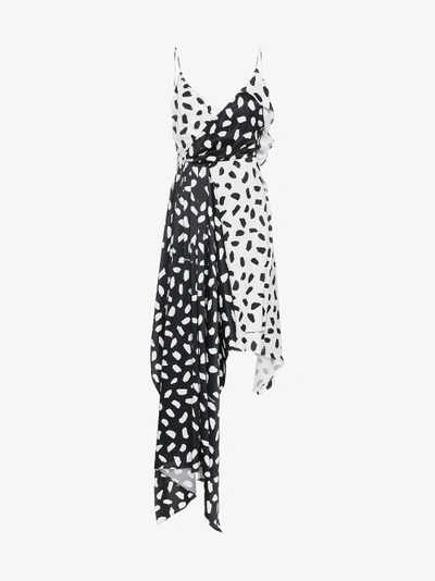 Shop Off-white Princess Sleeveless Pois Print Asymmetric Slip Dress