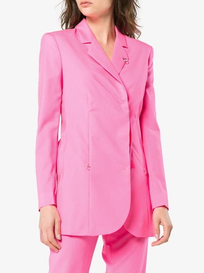 Shop Alyx Single Breasted Box Fit Virgin Wool Blazer In Pink&purple