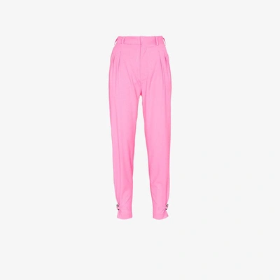 Shop Alyx Mid Rise Virgin Wool Cashmere-blend Cropped Trousers In Pink&purple