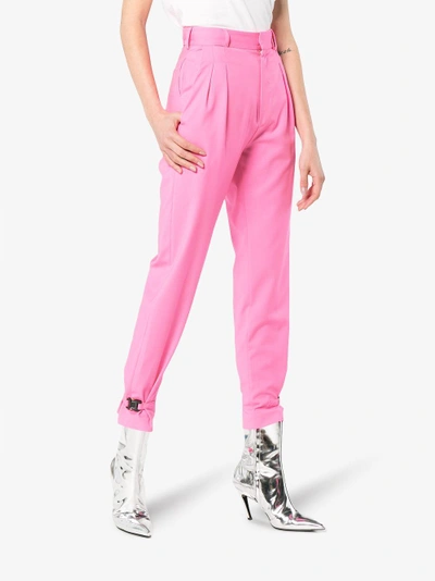 Shop Alyx Mid Rise Virgin Wool Cashmere-blend Cropped Trousers In Pink&purple