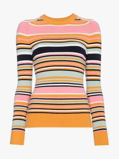 Shop Joostricot Stripe Crew Neck Silk Blend Jumper In Multicolour
