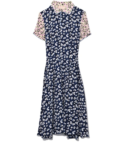 Shop Marni Short Sleeve Dress In Blue