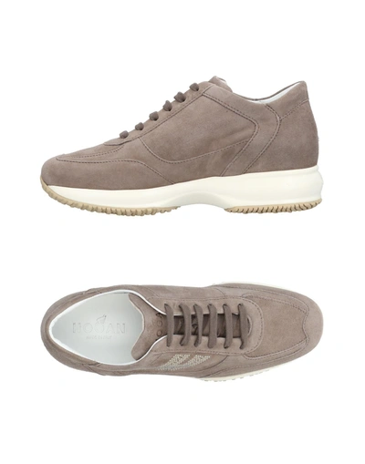 Shop Hogan Woman Sneakers Dove Grey Size 6 Soft Leather