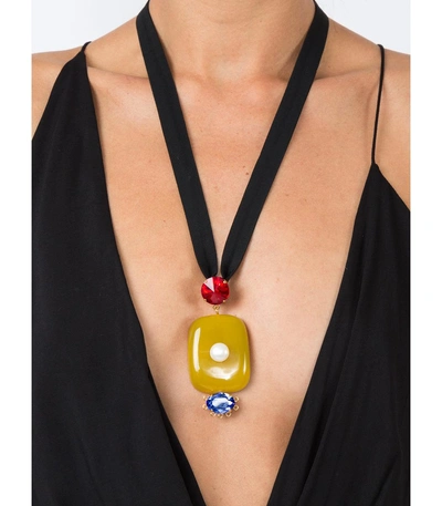 Shop Marni Pearl Pendant Necklace In Multi