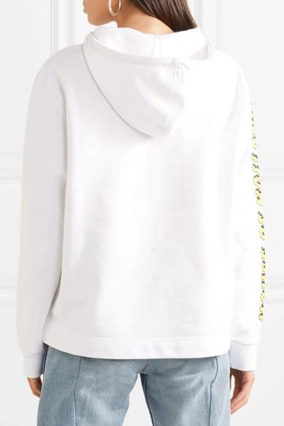 Shop House Of Holland Printed Cotton-jersey Hooded Top In White