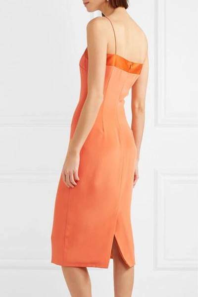 Shop Cushnie Et Ochs Mariela Cutout Satin-trimmed Silk Dress In Papaya