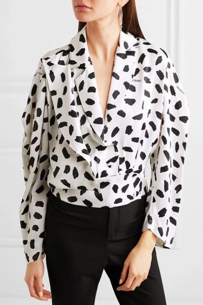 Shop Off-white Printed Satin Blouse In White