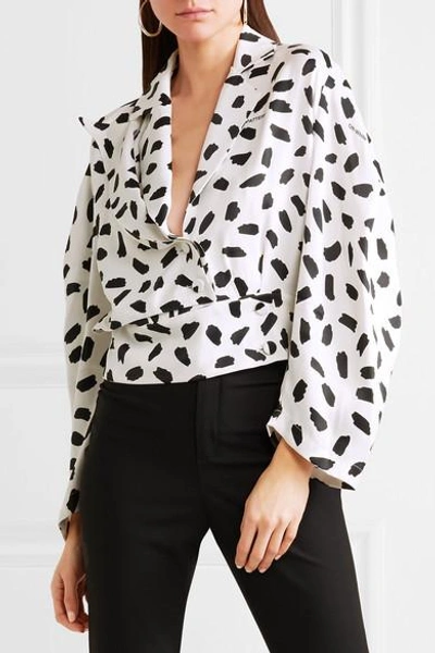 Shop Off-white Printed Satin Blouse In White