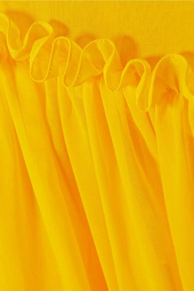 Shop Rosie Assoulin Ebbs And Flows Ruffle-trimmed Cotton-voile Maxi Dress In Yellow