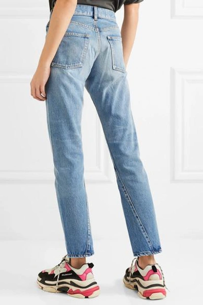 Shop Balenciaga Twisted High-rise Straight-leg Jeans In Blue