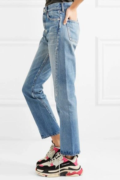 Shop Balenciaga Twisted High-rise Straight-leg Jeans In Blue