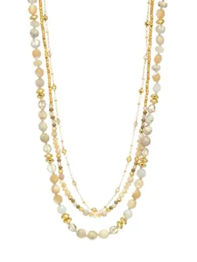 Shop Chan Luu Semi Precious Pre-layered Necklace In Yellow Gold