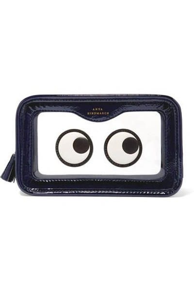 Shop Anya Hindmarch Rainy Day Appliquéd Perspex And Patent-leather Cosmetics Case In Navy
