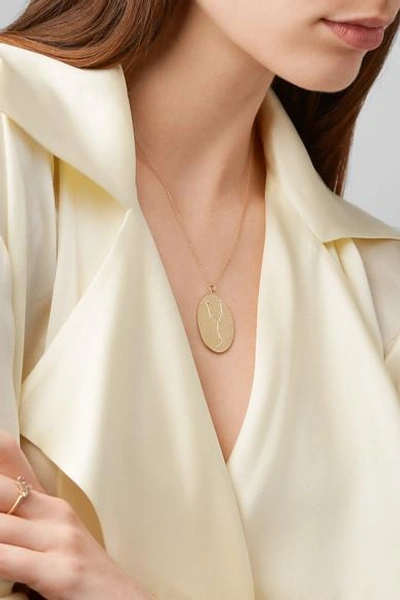 Shop Brooke Gregson Taurus 14-karat Gold Diamond Necklace