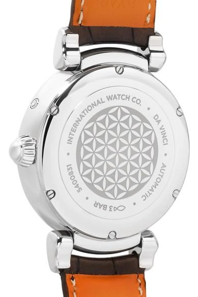 Shop Iwc Schaffhausen Da Vinci Automatic Moon Phase 36mm Stainless Steel, Alligator And Diamond Watch