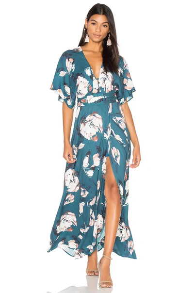 Shop Yumi Kim Kimono Maxi Dress In Teal
