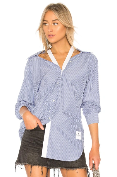 Shop Alexander Wang T Striped Long Sleeve Shirt In Blue