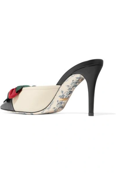 Shop Gucci Bow-embellished Two-tone Leather Mules